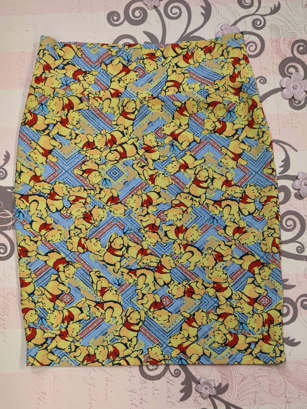 LuLaRoe Yellow and Blue Novelty Pencil Skirt